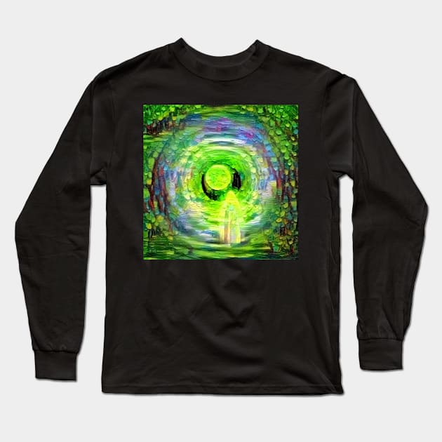 Monk in tunnel of clouds Long Sleeve T-Shirt by rolffimages